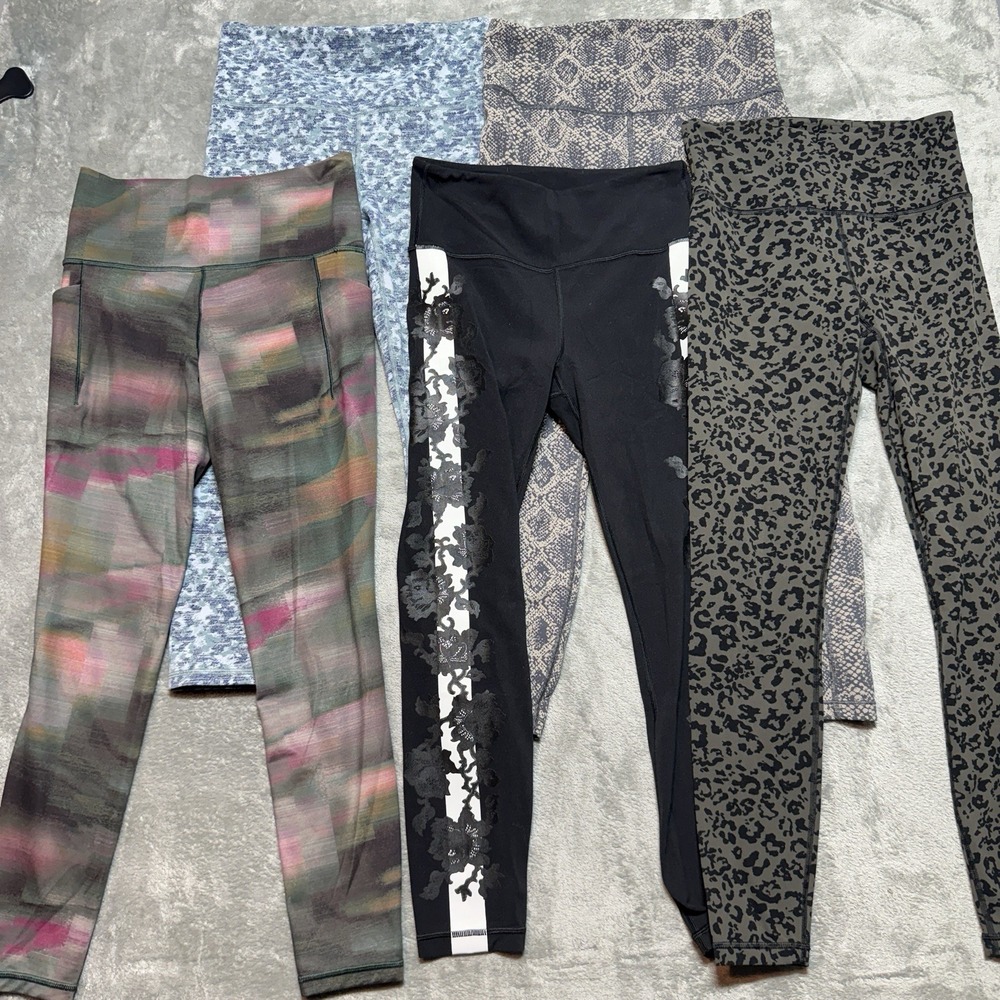 Lot of 5 Athleta Leggings Womens Small S Camo Cheetah Snakeskin Gym